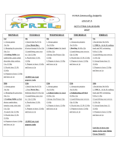 MVRA Community Supports GROUP A ACTIVITIES CALENDAR