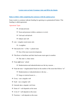 Lecture note on basic Grammar rules and fill in the blanks Rules to