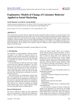Explanatory Models of Change of Consumer Behavior Applied to
