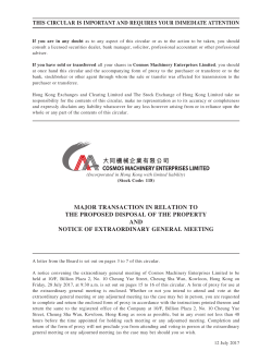 major transaction in relation to the proposed disposal