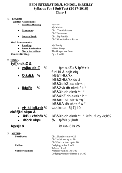 (2017 - 2018) Class- X SUBJECT SYLLABUS