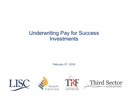 Underwriting Pay for Success - Institute for Comprehensive