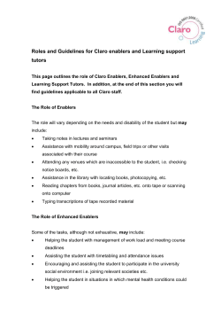 Roles and guidelines of Claro Enablers and learning Support Tutors