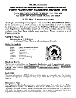 CONFIRMATION INFORMATION FOR PLAYERS AND PARENTS