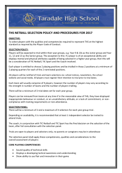 Netball Selection Policy and Procedures