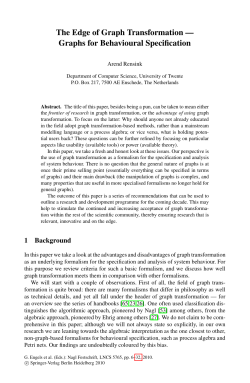 The Edge of Graph Transformation &mdash; Graphs for