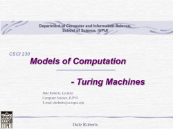 Models of Computation - IUPUI Computer Science