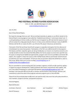 FGA Class Communication July 2016 - Pro Football Retired Players