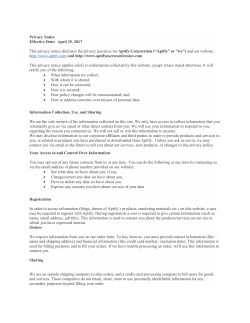Privacy Notice Effective Date: April 25, 2017 This privacy