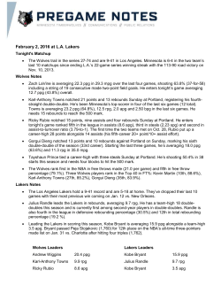 Pregame Notes - Timberwolves Media Center