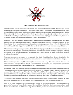 A War You Cannot Win &ndash; November 6, 2012 All That Remains have