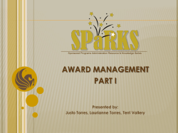 PART I AWARD MANAGEMENT