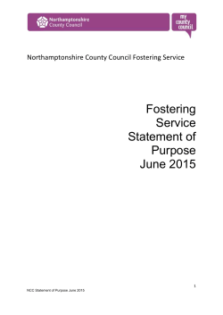 Fostering Statement of Purpose - Northamptonshire County Council