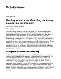 Gaming Industry Not Gambling on Money