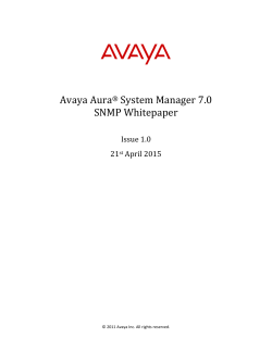 Avaya Aura (TM) SMGR SNMP Whitepaper