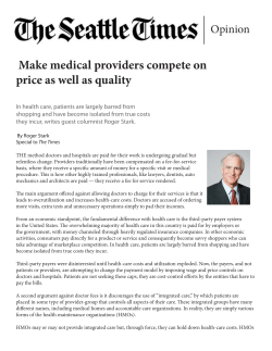 Make medical providers compete on price as well as quality