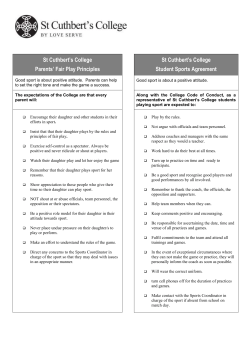 St Cuthbert`s College Parents` Fair Play Principles St Cuthbert`s