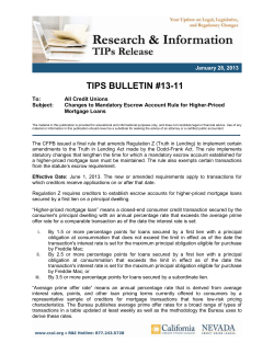 TIPS BULLETIN #13_11 Changes to Mandatory Escrow Account