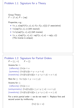 Problem 1.1: Signature for a Theory Problem 1.2: Signature for