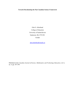 Towards Decolonizing the Pan-Canadian Science Framework Glen