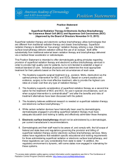 Electronic Surface Brachytherapy - American Academy of Dermatology