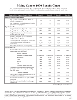 Maine Cancer 1000 Benefit Chart