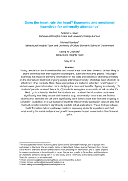 Economic and emotional incentives for university attendance1