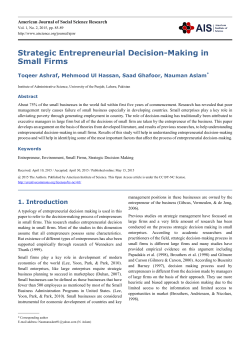 Strategic Entrepreneurial Decision