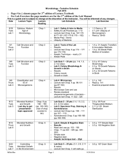 Microbiology total schedule only Fall 2016