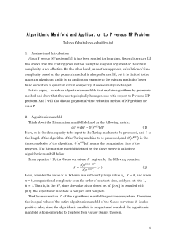 Algorithmic Manifold and Application to P versus NP Problem