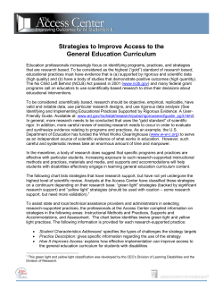 Strategies to Improve Access to the