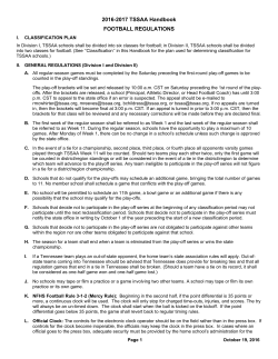 2016-2017 TSSAA Handbook FOOTBALL REGULATIONS