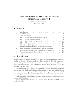 Open Problems in the Motivic Stable Homotopy Theory, I Contents
