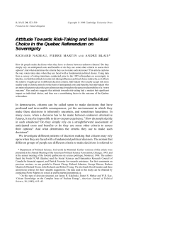 Attitude Towards Risk-Taking and Individual Choice in the Quebec