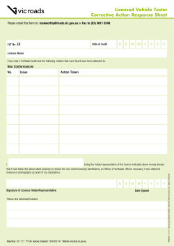 Licensed Vehicle Tester Corrective Action Response