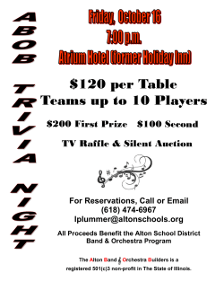 120 per Table Teams up to 10 Players