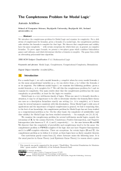 The Completeness Problem for Modal Logic - ICE-TCS