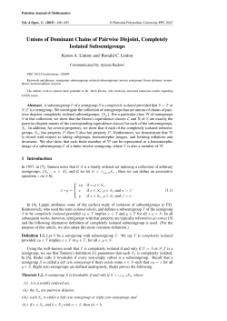 Unions of Dominant Chains of Pairwise Disjoint, Completely Isolated