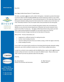 May 2016 Dear Higley Unified School District 3rd Grade Parents