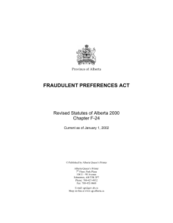 fraudulent preferences act - Alberta Queen`s Printer