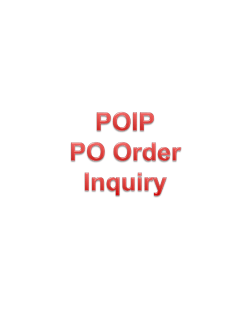 POIP - Criteria and Order Information