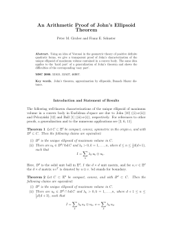 An Arithmetic Proof of John`s Ellipsoid Theorem