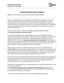 1st Waiver Reminder (send to all players)