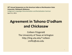Agreement in Tohono O`odham and Chickasaw