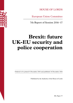 Brexit: future UK&ndash;EU security and police cooperation