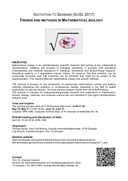 (sose 2017) trends and methods in mathematical biology