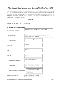 (AQAR) of the IQAC - SDP College for Women, Ludhiana