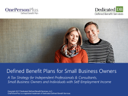 DB Client Presentation - OnePersonPlus Defined Benefit Plan