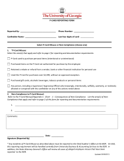 P-CARD REPORTING FORM Reported By: Phone Number