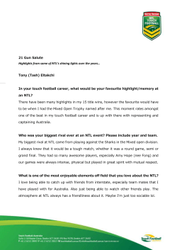 Page 21 Gun Salute Highlights from some of NTL`s shining lights